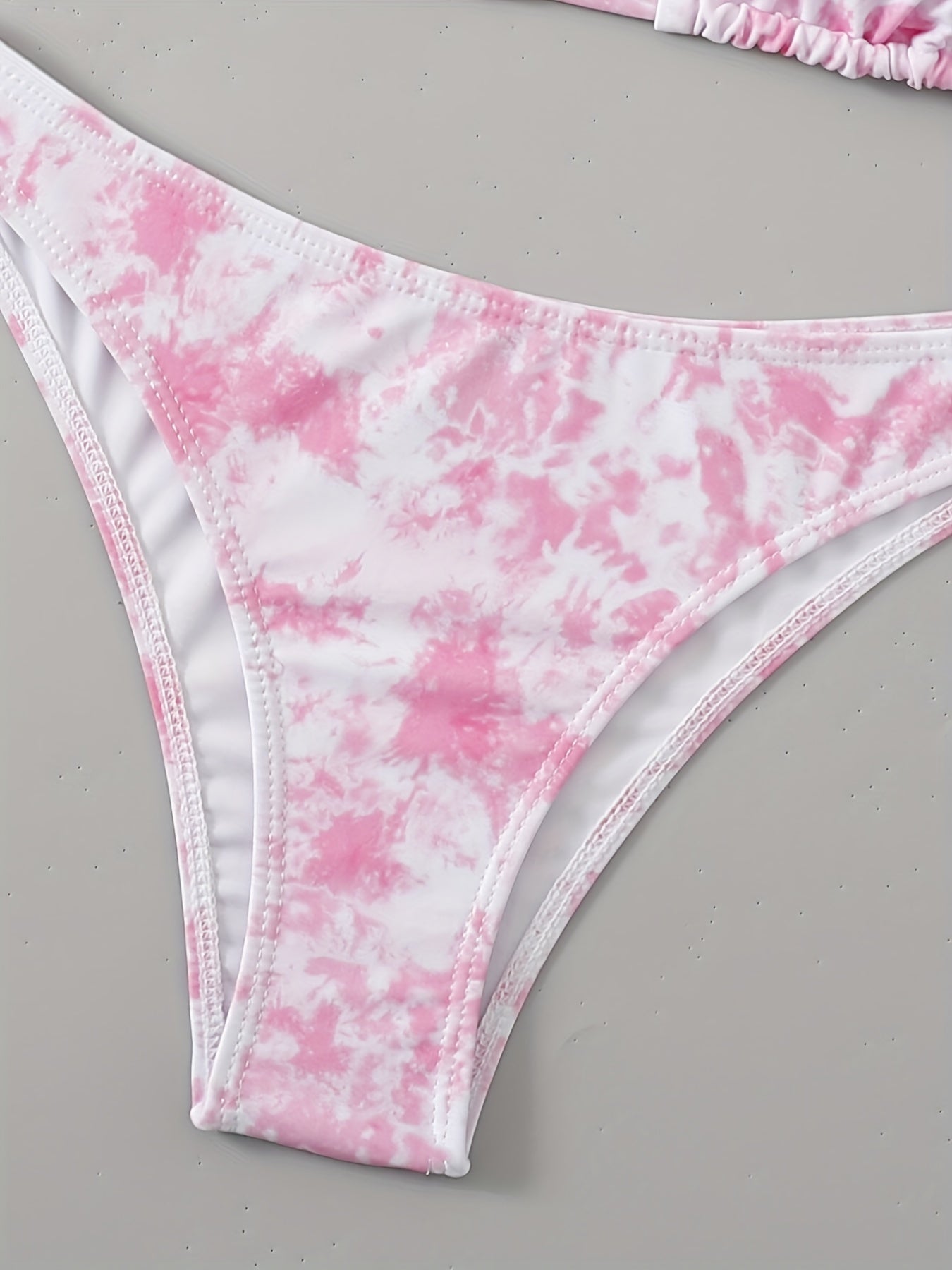 Tie Dye Triangle Bikini Set Halter V Neck Backless High Cut Two Piece Swimsuit