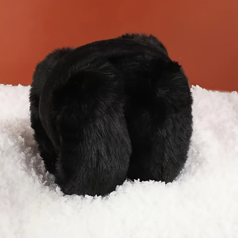 Men's/Women's Rabbit Hair Earmuffs, Foldable, Warm & Thick