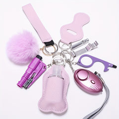 9pcs Women's Safety Keychain Set with Personal Alarm Window Breaker Accessories