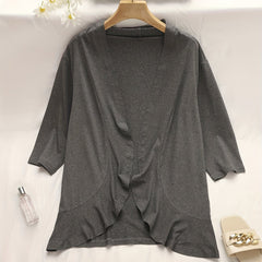 Solid Long Sleeve Open Front Cardigan
