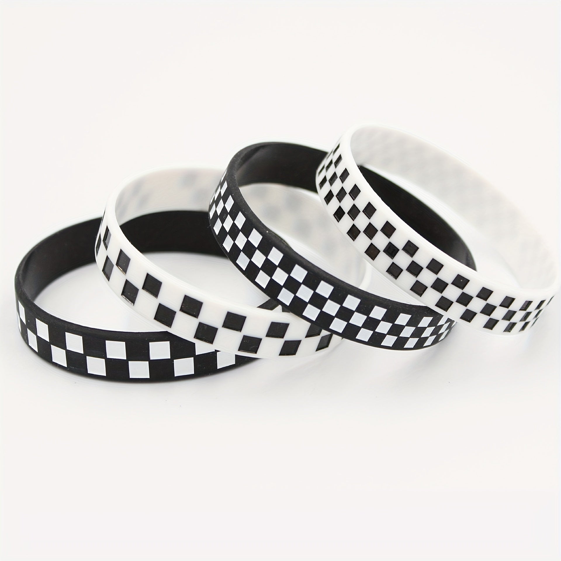Stylish Checked Pattern Silicone Bracelet for Sports Fans