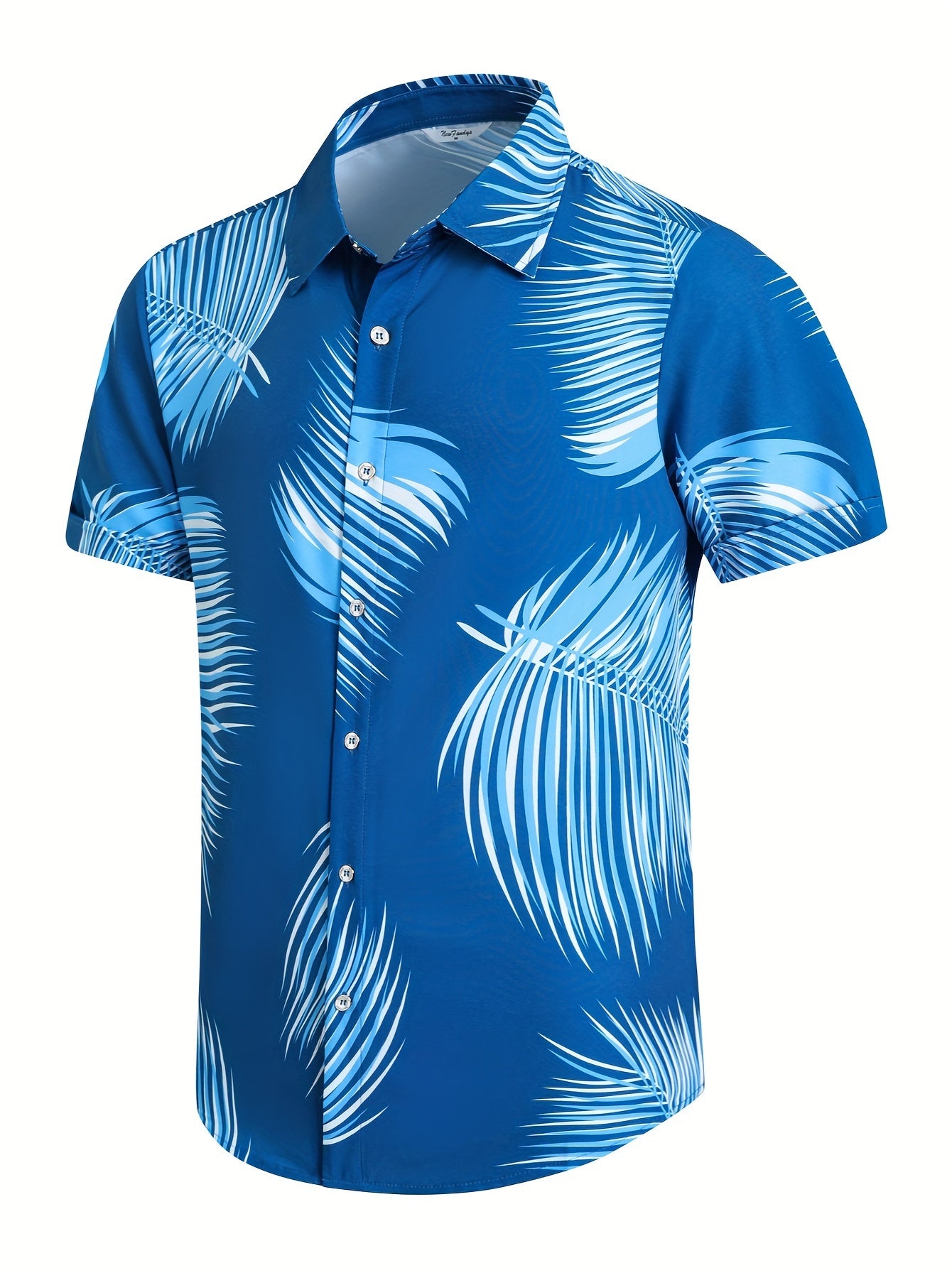 Leaf Pattern Hawaiian Shirt Men's Casual Allover Print Button Up Short Sleeve