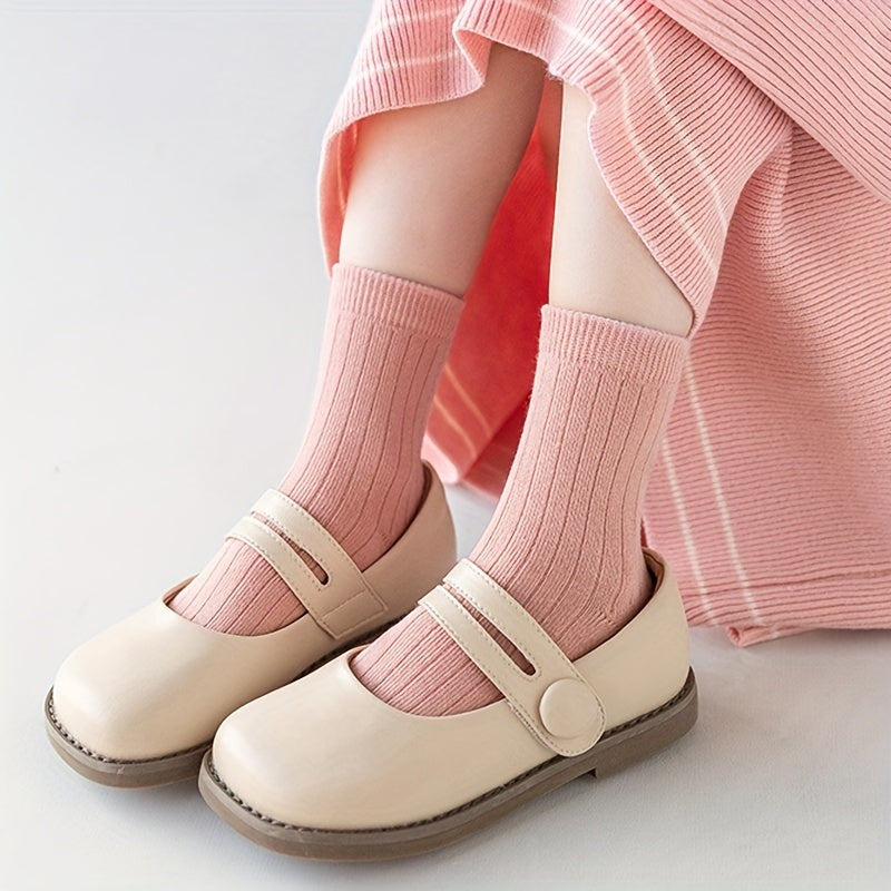 5 Pairs Casual Candy Knit Socks Soft Breathable Cotton Boys Girls Accessories