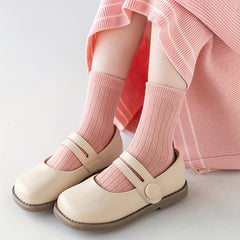 5 Pairs Casual Candy Knit Socks Soft Breathable Cotton Boys Girls Accessories