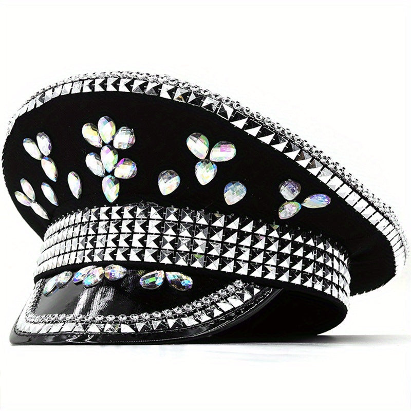 Crystal Rhinestone Bride Military Hat Hen Do Hip Hop Bridal Captain