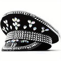 Crystal Rhinestone Bride Military Hat Hen Do Hip Hop Bridal Captain