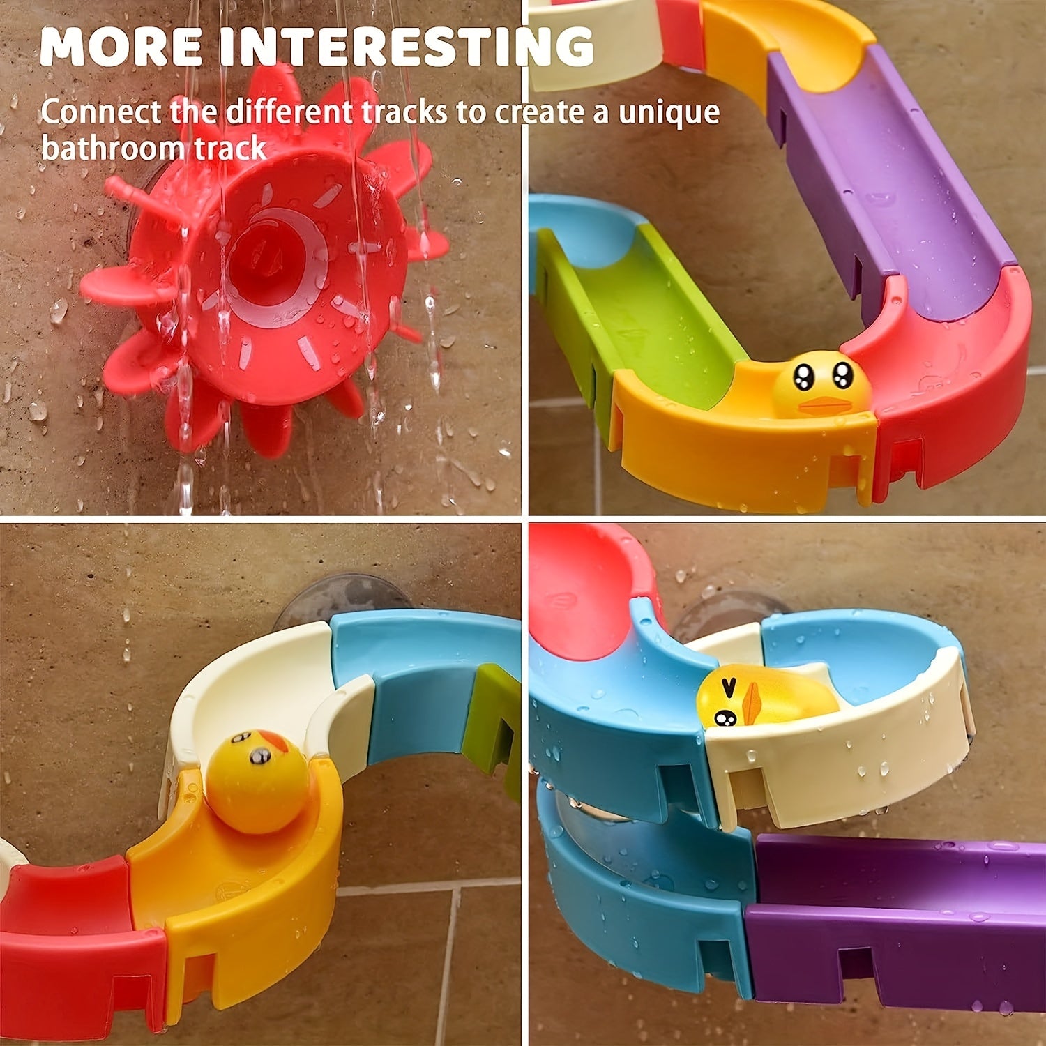 Duck Slide Bath Toys For Kids DIY Wall Track Building Set