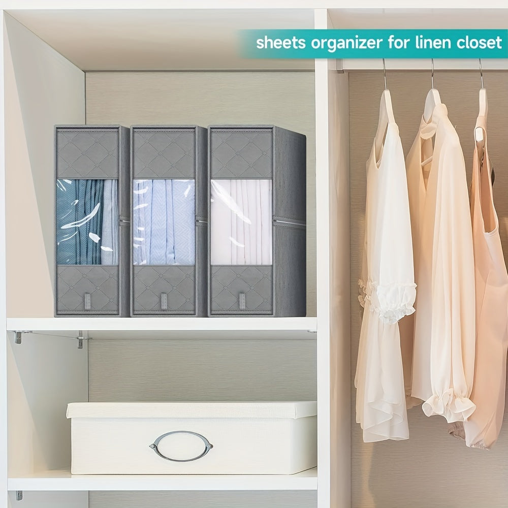 1pc Bed Sheet Organize Box Foldable Cube Storage Box Grey Fabric Storage Case