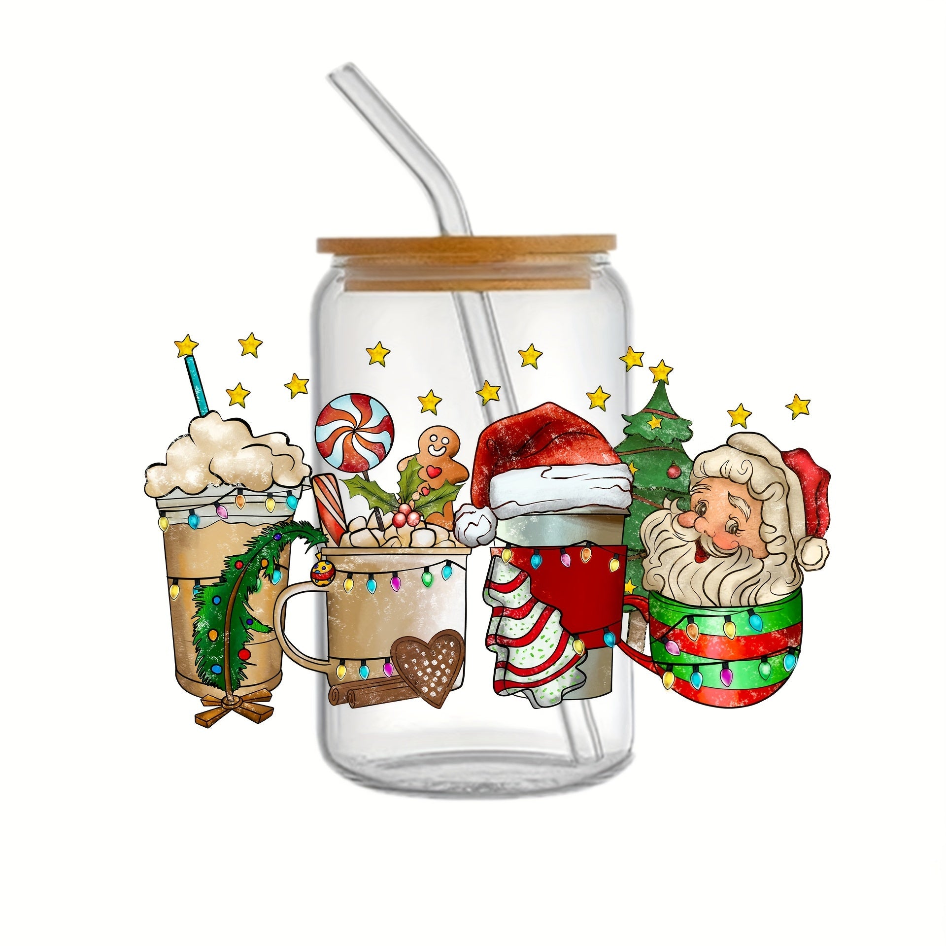 Christmas 3D UV DTF 16oz Cups Wrap Sticker DIY Label Transfer Stickers