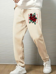 Roses Print Men s Sports Pants Men s Casual Drawstring Jogging Trousers