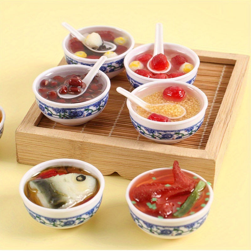 Chinese Style Simulated Mini Porcelain Bowl Food Toy Kitchen Model Dish
