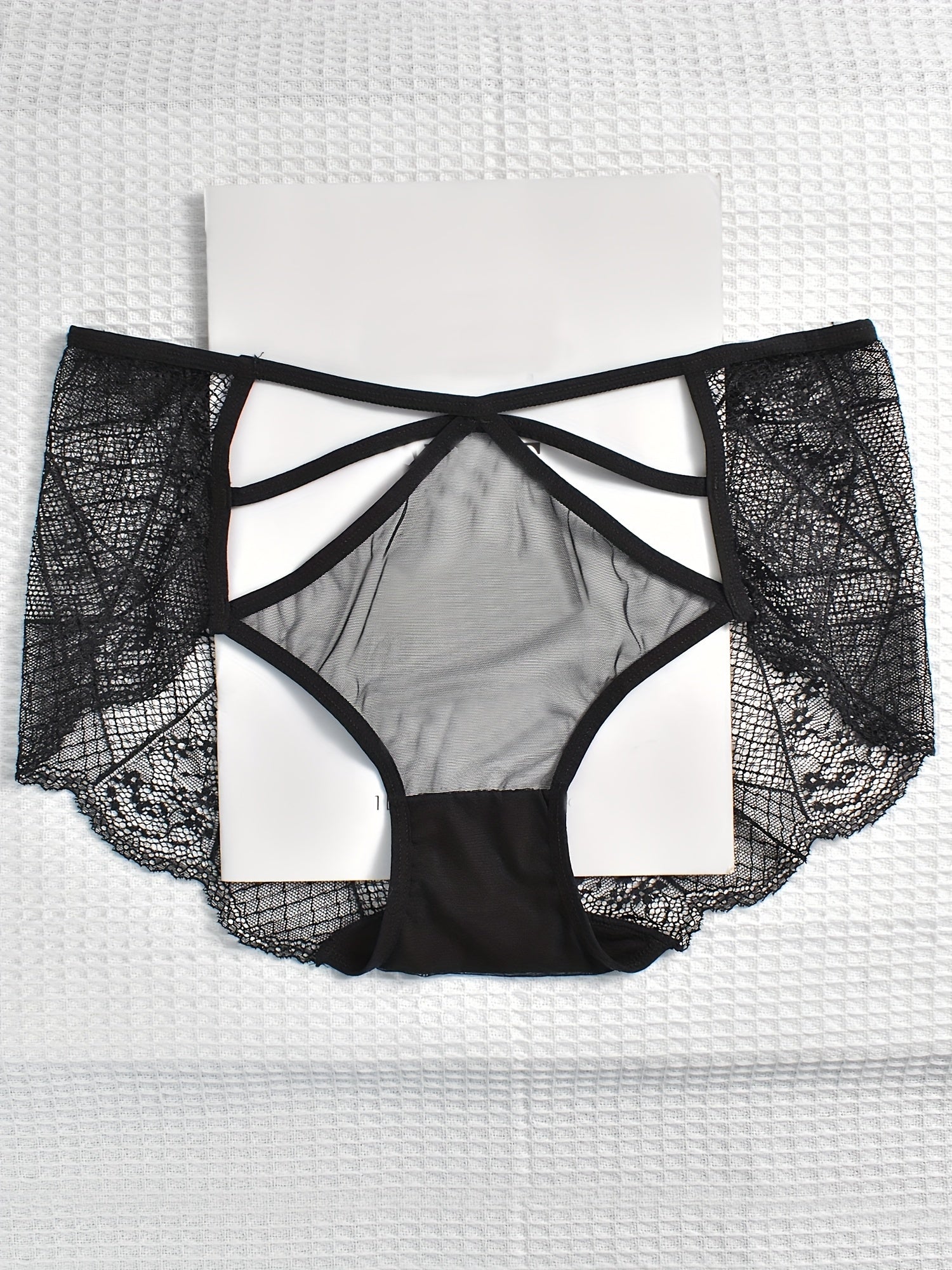 3pk Plus Size Lace Mid Waist Semi Sheer Panties