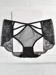 3pk Plus Size Lace Mid Waist Semi Sheer Panties