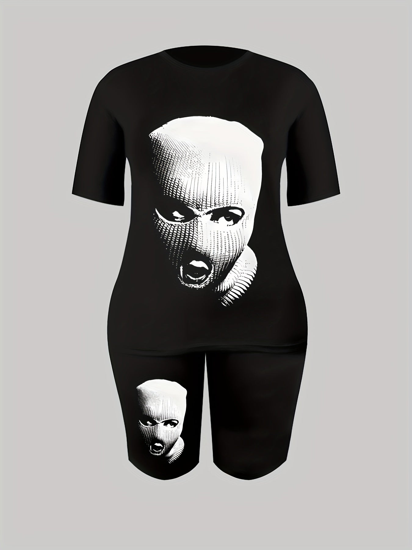 Figure Print Tee & Biker Shorts Set