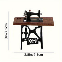 1:12 Scale Vintage Sewing Machine Dollhouse Accessory with Wooden Base