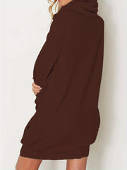 Women's Plus Solid Long Sleeve High Neck Tunic Knit Top