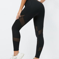 Mesh Contrast Yoga Leggings Butt Lifting Slim Workout Running