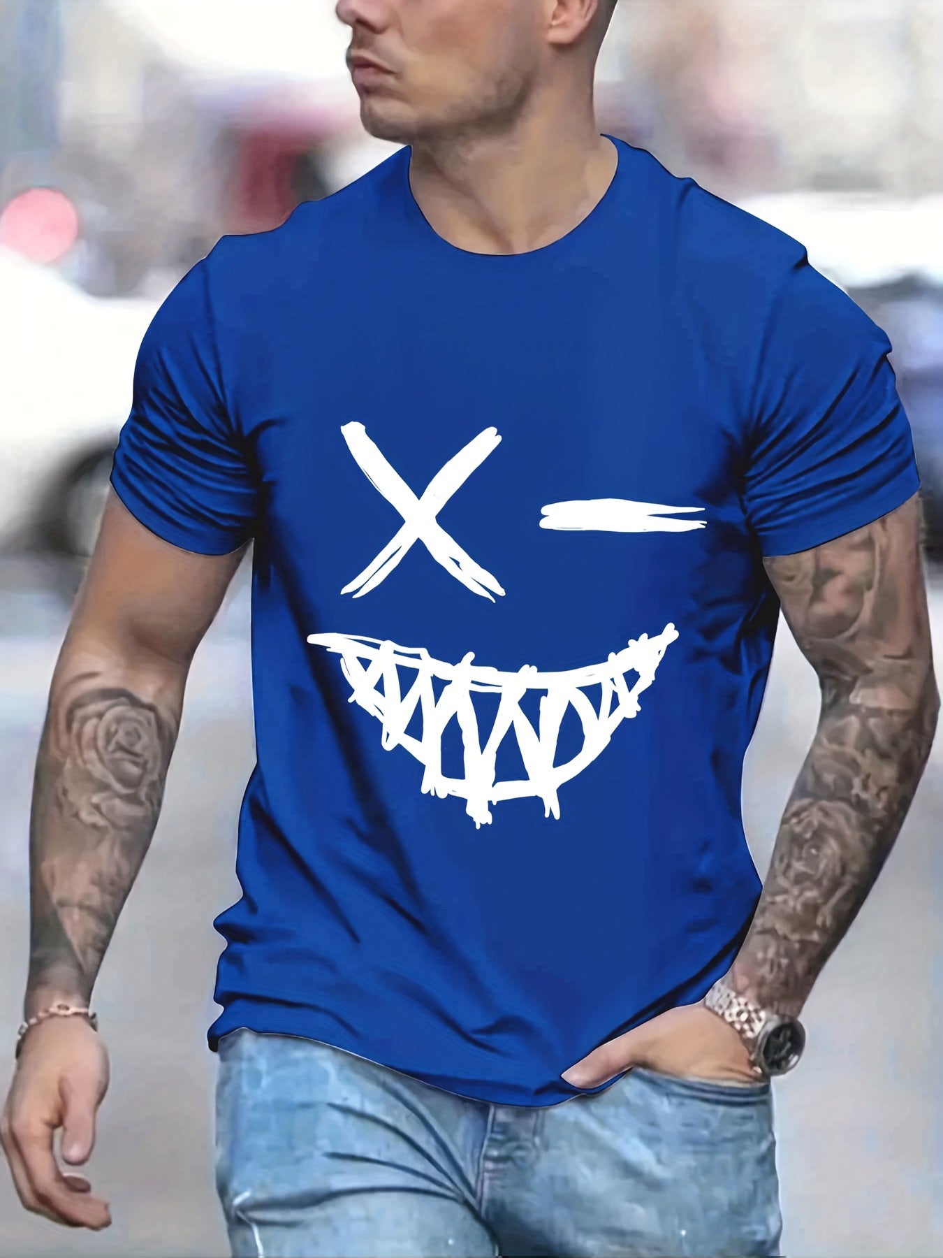 Smile Graphic T-shirt for Men - Casual Summer Tee