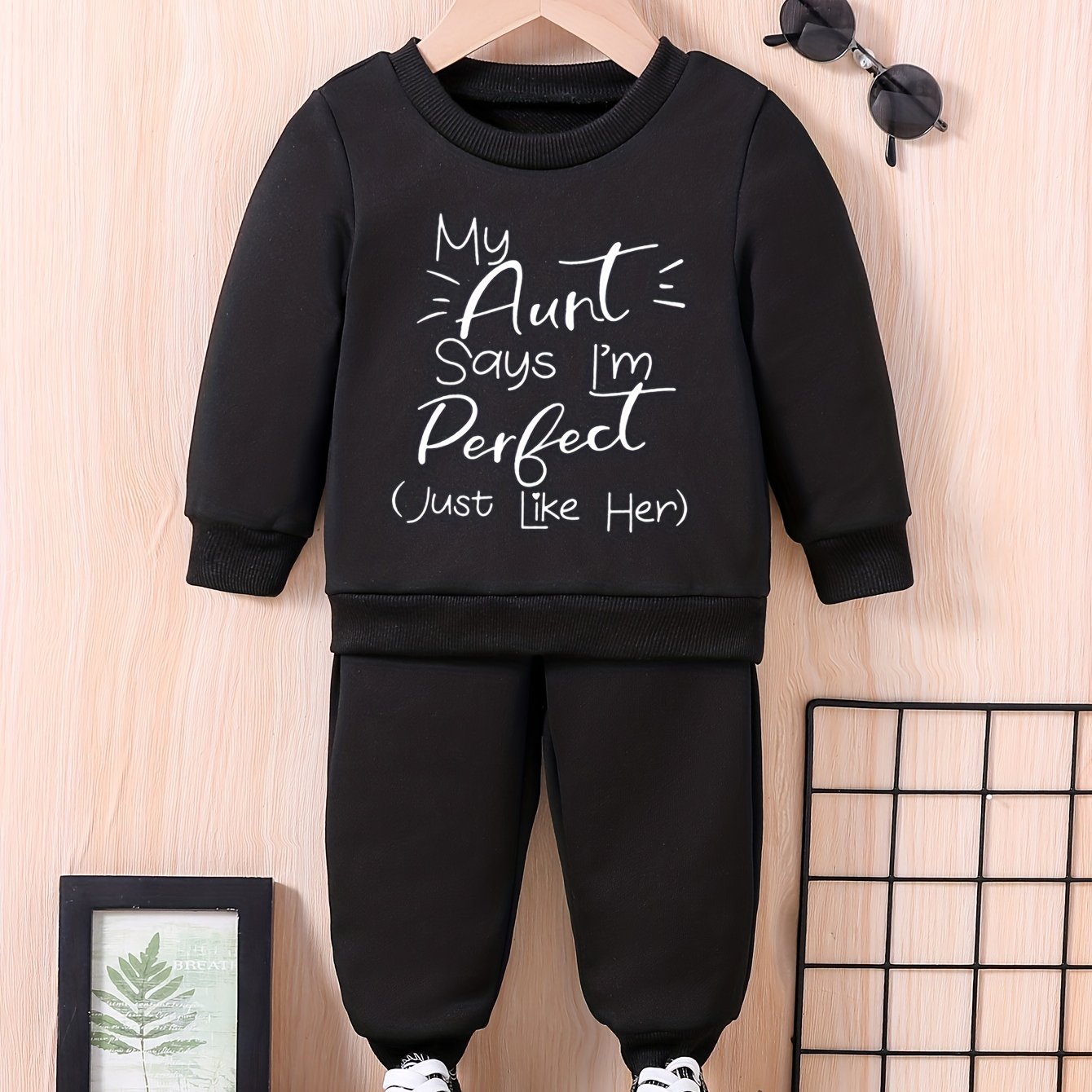 Perfect Aunt Print Infant Baby Sweatshirt Set