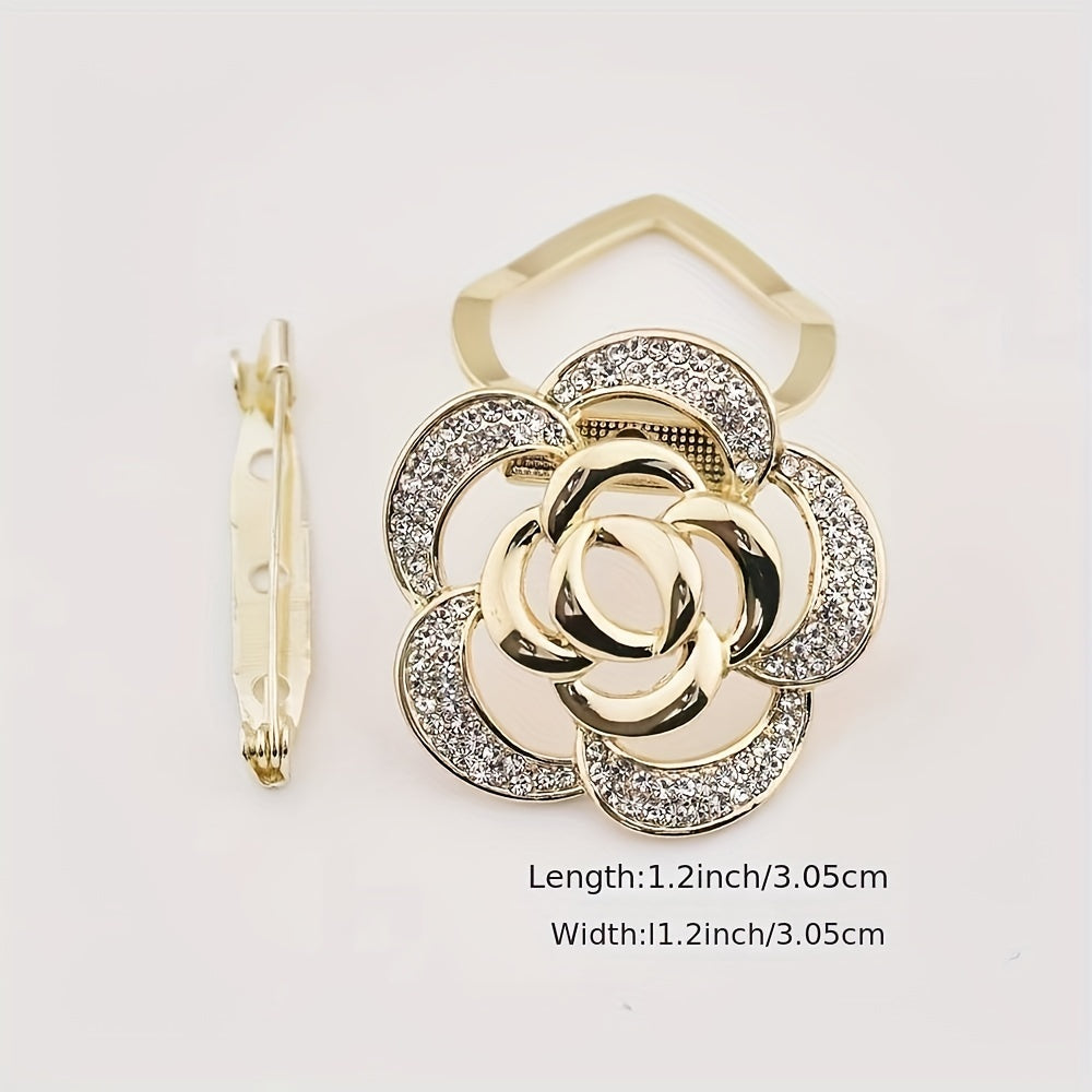 Rhinestone Buckle Silk Scarf Shawl Dress Decorated Pin Brooch