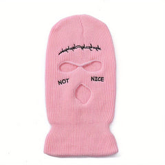 Embroidered 3 Holes Ski Mask Winter Balaclava Hat Neck Warmer
