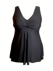 Women's Plus Size V Neck Tankini Set