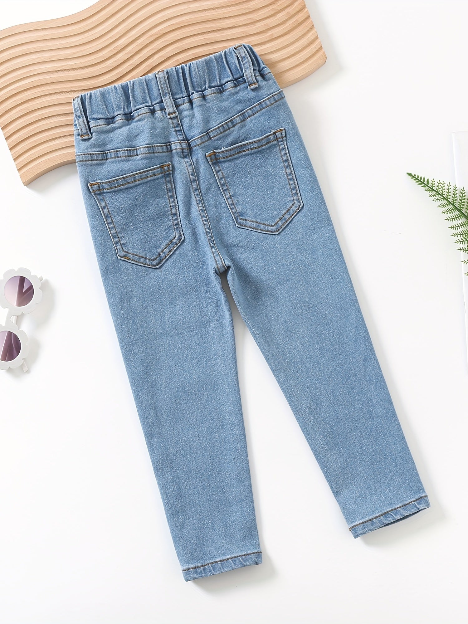 Toddler Girls Washed Jeans Skinny Slim Fit Denim Pants Kids Summer Clothes