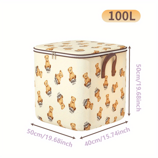 Bear Pattern Storage Box Zipper Clothes Organizer