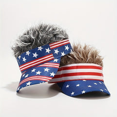 American Flag Star Stripe Basebal Cap Men's Wig Cap