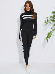Striped Long Sleeve Top & Trousers for Fitness