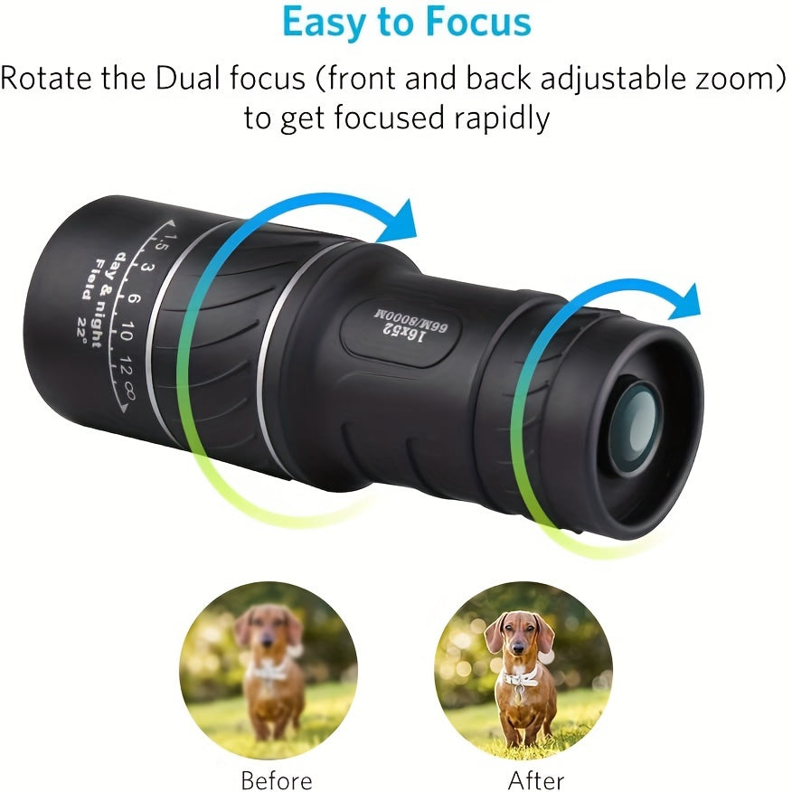 16x52 Portable HD Monocular for Travel Camping Hiking