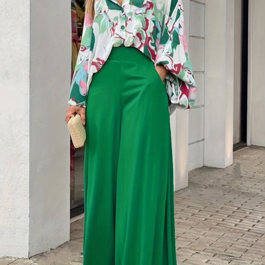 Tie Dye Batwing Sleeve Blouse & High Waist Pantsuits