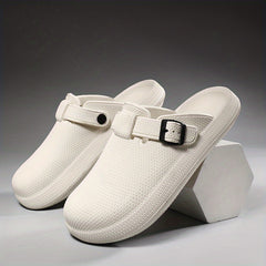 Women's Solid Indoor Slides Slip On Round Toe Platform Shoes