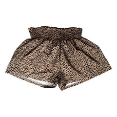 Leopard Print Shirred Waist Shorts for Women