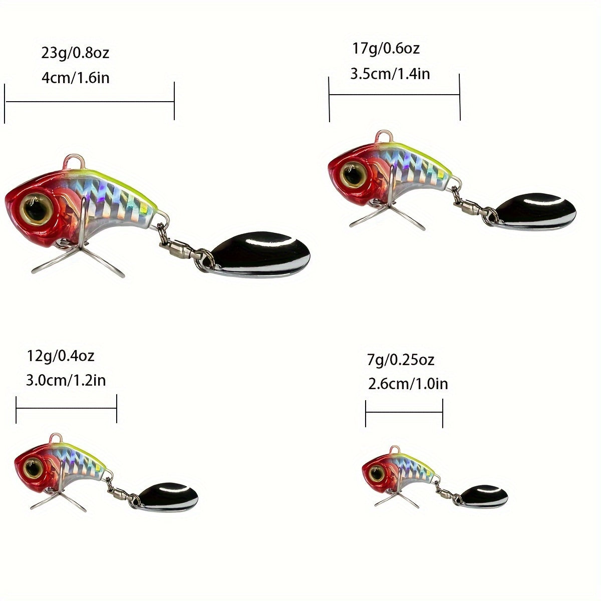 Rotating Metal VIB Fishing Lures With Sequins - 7g-24g