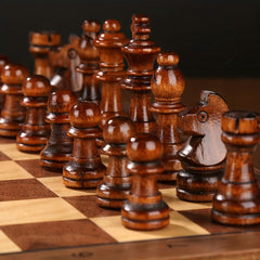 3 in 1 Chess Backgammon Checkers Set Large Size Solid Wooden Board