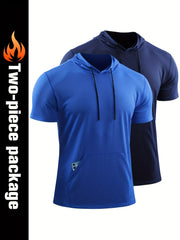 Men's Quick Dry Active Hoodie Short Sleeves Sweatshirt