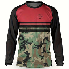 Men's Camo Cycling Jersey Quick Dry Long Sleeve Shirt