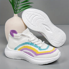 Women's Chunky Sneakers Knit Lace Up Sports Shoes