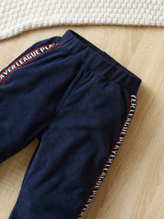 Boys 2pc Set Hoodie & Sweatpants Letter Deco Corduroy Suit for Fall/Winter