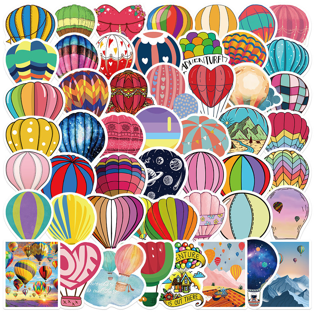 50pcs Cartoon Hot Air Balloon Paint Sticker Set