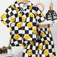Toddler Boy's Happy Face Print 2pcs Shirt & Shorts Set