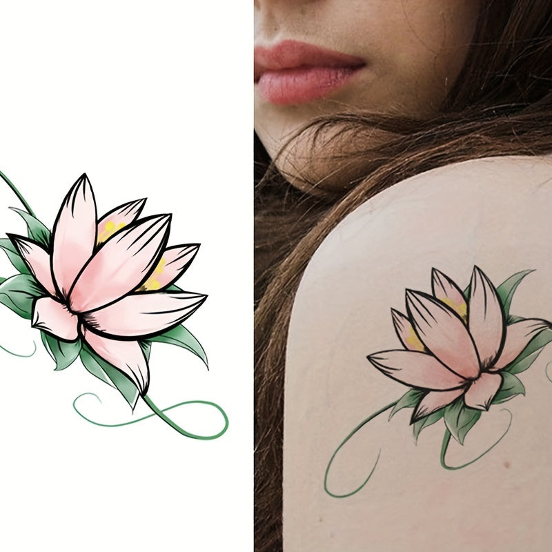 30 Sheets Flowers Temporary Tattoos For Women Waterproof Body Art Stickers