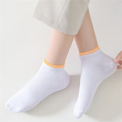 10 Pairs Colorblock Trim Short Socks Women's Stockings