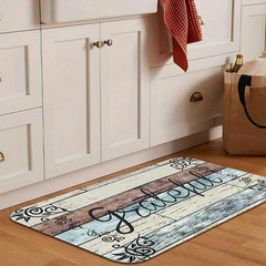 Vintage Print Kitchen Mat Wood Anti Slip Carpet
