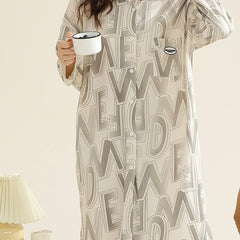 NightDress Casual Long Sleeve Pajama Dress Women's Sleepwear