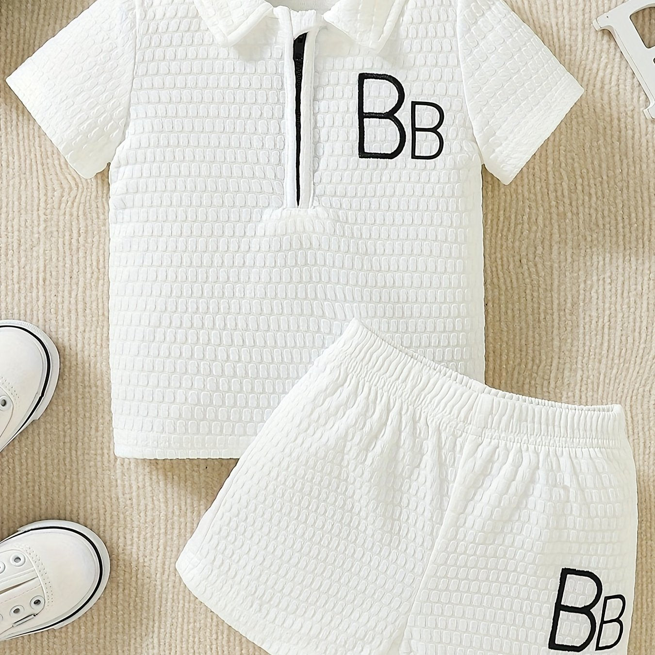 Toddler Boys Lapel Tee Top Shorts Set Comfortable Fabrics