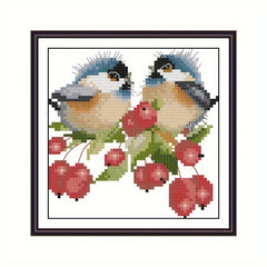 14CT Cross Stitch Small Bird On Fruit DIY Material