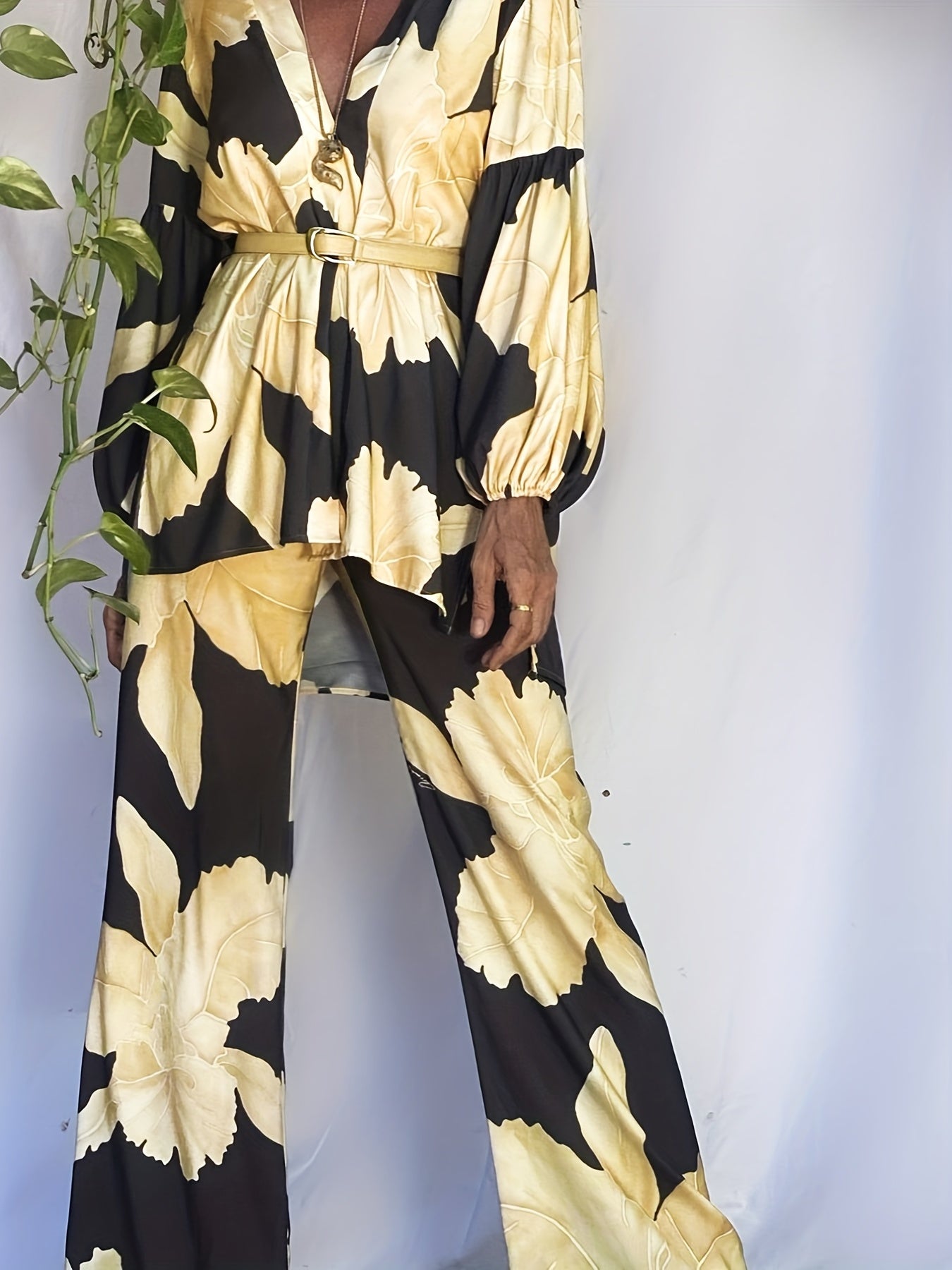 Random Print Beach Pants Elastic Waist Cover Up