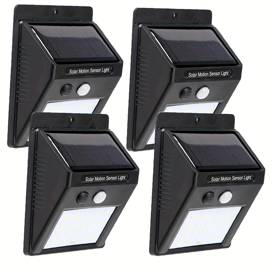 4pcs Solar Sports Induction Wall Lamp Outdoor Waterproof for Yard Balcony Fence